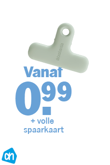 Prijsbol vanaf 0.99 + volle spaarkaart met een groene clip en het logo AH x Brabantia