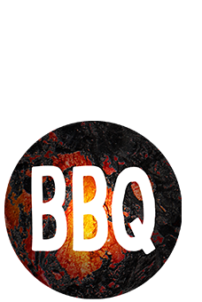 Afbeelding van een barbecuekolen met de tekst "BBQ" erop, gebruikt als aanduiding voor barbecue thema.