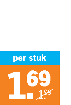 Prijssticker met korting: per stuk nu €1,69 in plaats van €1,99