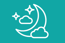 Niet genoeg context: Afbeelding toont alleen een eenvoudige decoratie van een maan met sterren en wolken.