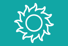 Zon icoon op een turquoise achtergrond