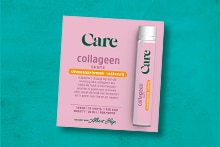 Care collageen shot van Albert Heijn op een kleurrijke achtergrond