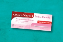 Verpakking van Canesten GYNO 1 Zachte Capsule tegen vaginale schimmelinfecties.