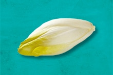 Stronk witlof op blauwe achtergrond