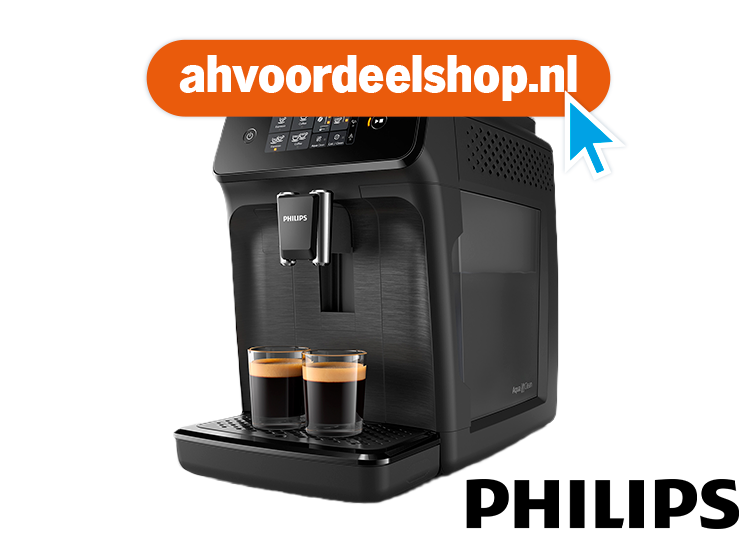 Philips zwarte koffieapparaat met het Philips logo en het Albert Heijn voordeelshop logo.