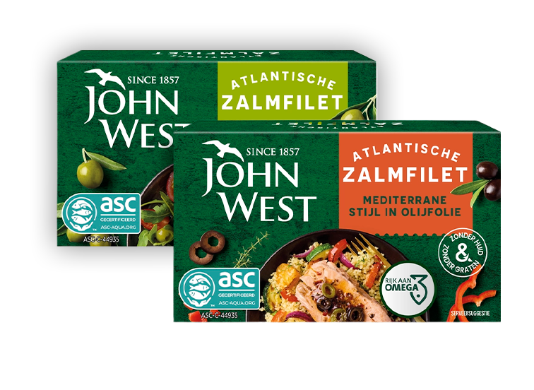 John West Atlantische Zalm Olijfolie en John West zalmfilet mediterrane stijl in olijfolie