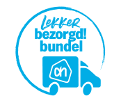 Logo van de Lekker Bezorgd Bundel met een AH-bezorgwagen in een blauwe cirkel