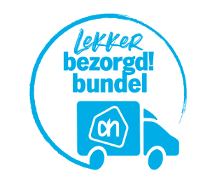 Sticker met de tekst "Lekker bezorgd! bundel" en een illustratie van een Albert Heijn bezorgwagen.