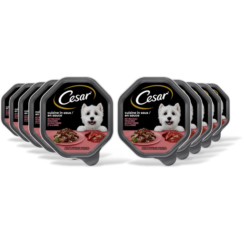 Cesar Hondenvoer nat kalf/kalkoen in saus 10pk