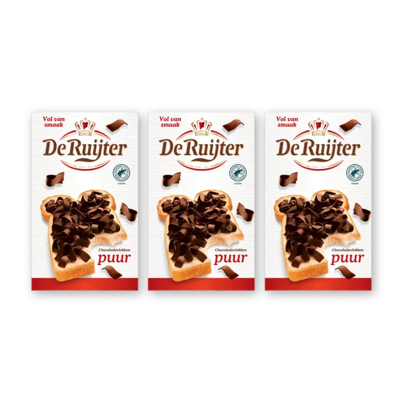 De Ruijter Chocolade vlokken puur 3-pack