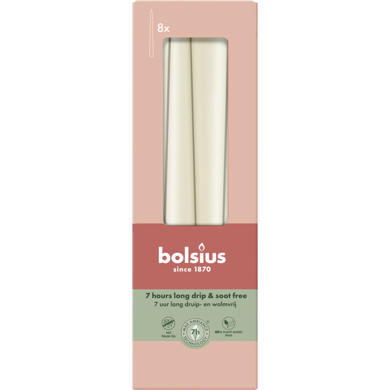 Een afbeelding van Bolsius Gotische kaarsen soft pearl 24cm