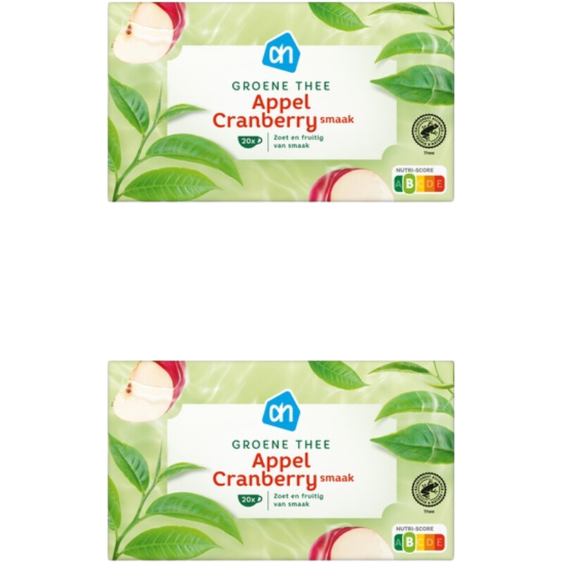 Een afbeelding van AH Groene thee appel cranberry 2-pack