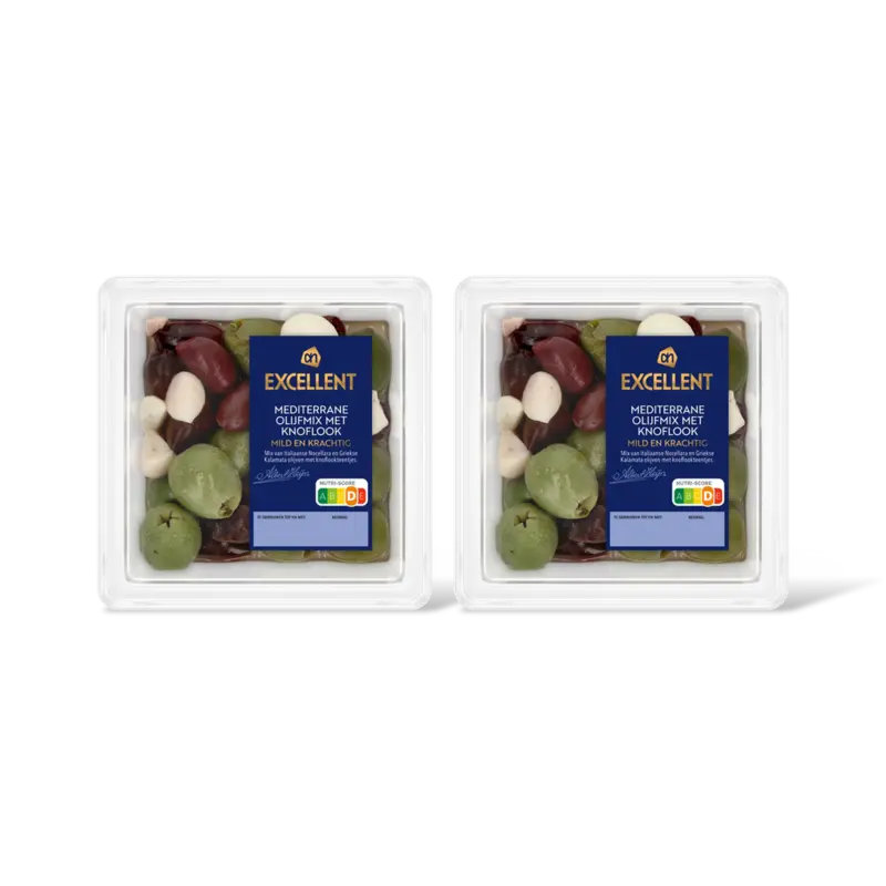 Mediterrane olijfmix met knoflook 2-pack