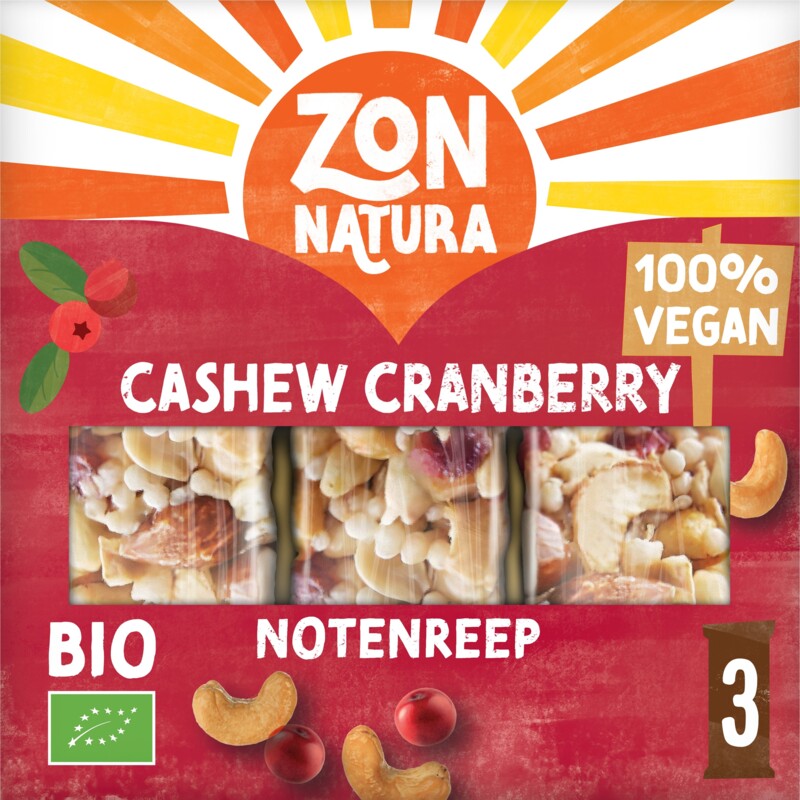 Een afbeelding van Zonnatura Cashew & cranberry notenreep