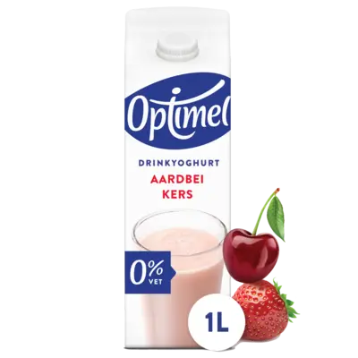 Optimel Drinkyoghurt aardbei-kers