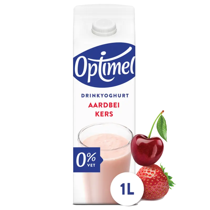 Optimel Drinkyoghurt aardbei-kers