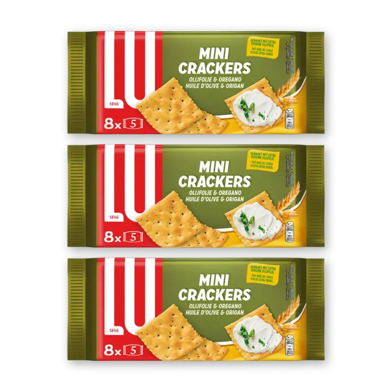 LU Mini crackers olijfolie & oregano 3-pack