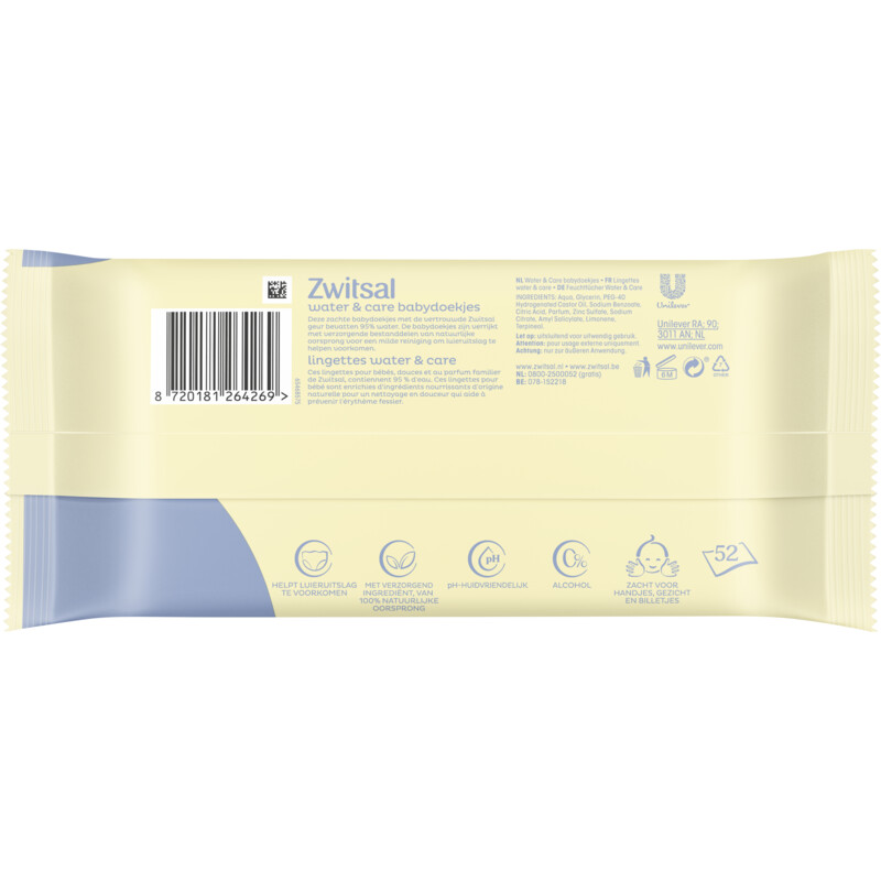 Een afbeelding van Zwitsal Water & care babydoekjes