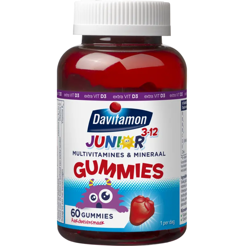 Junior 3-12 jaar aardbei (voedingssupplement gummies)