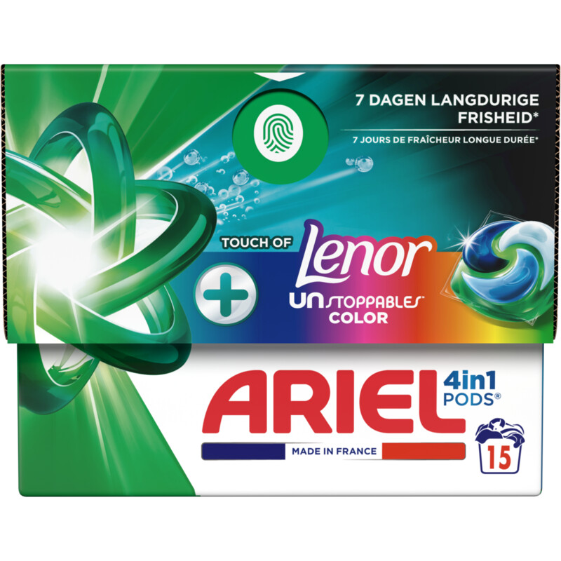 Een afbeelding van Ariel 4in1 pods+ unstoppables wasmiddelcapsule