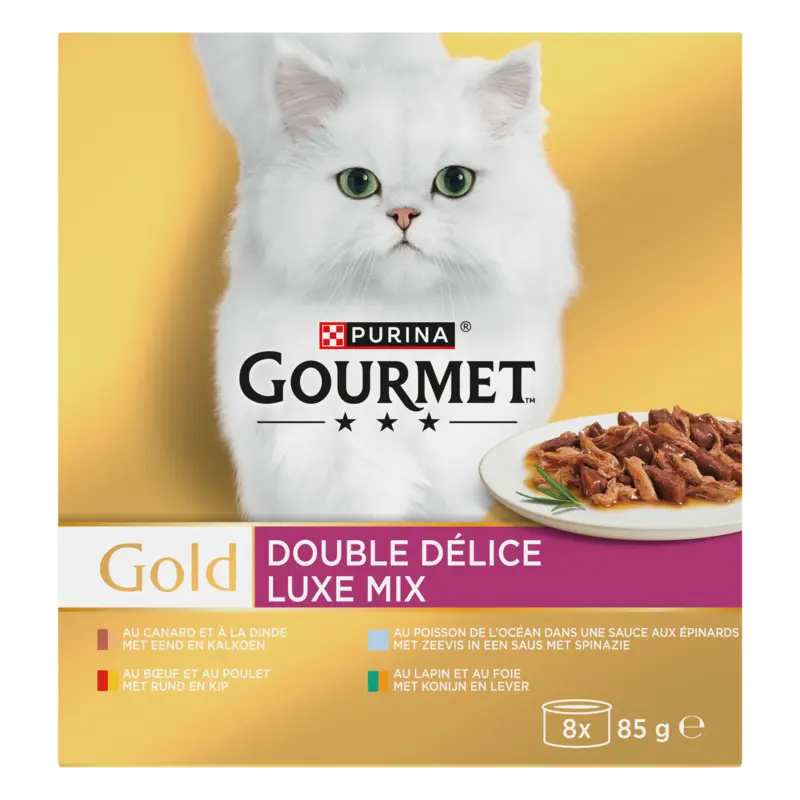 Gold luxe mix met rund kip zeevis eend