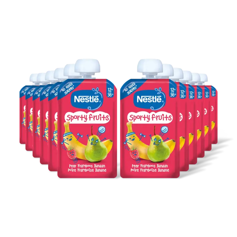 Sporty fruits knijpfruit peer 12m+ 12pck