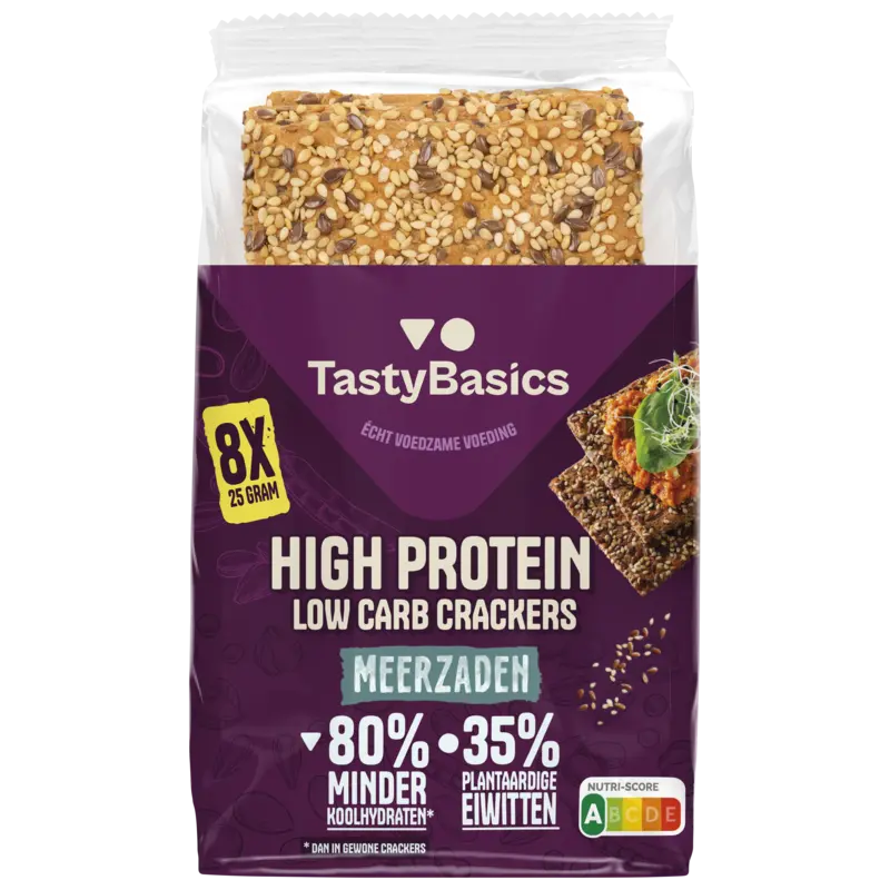 TastyBasics Low carb-high protein cracker meerzaden