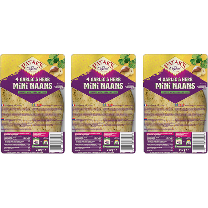 Een afbeelding van Patak's Mini naan garlic & coriander 3-pack