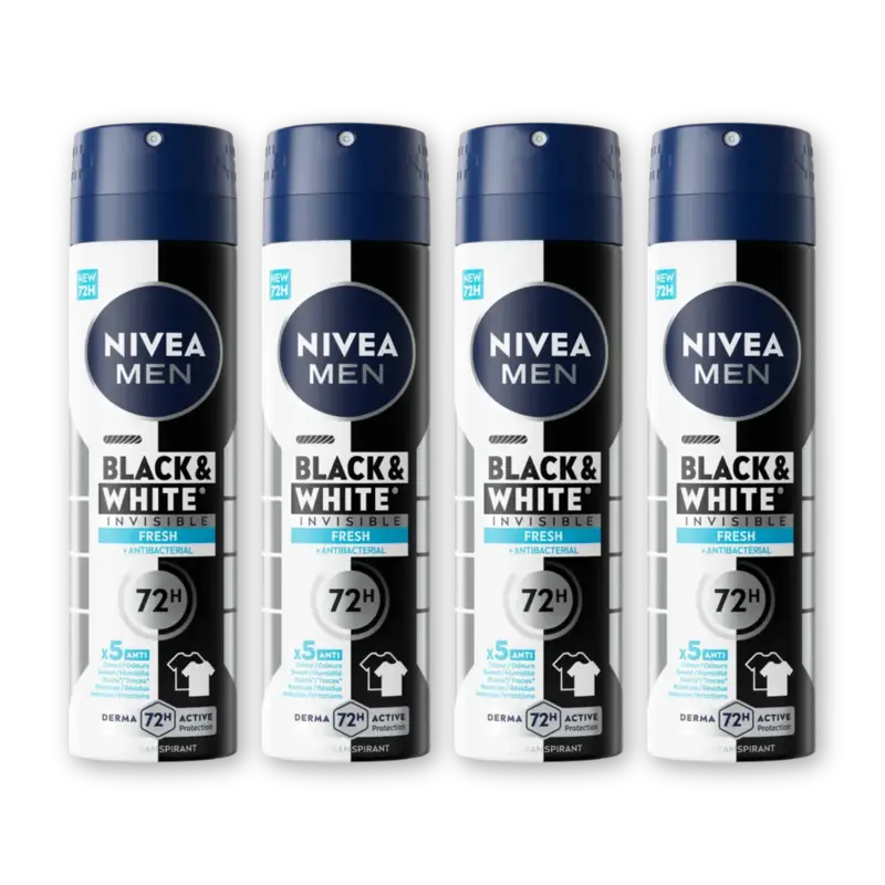 NIVEA Men black & white fresh deo spray 4-pack