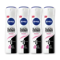 NIVEA Black & white org deodorant spray 4-pack