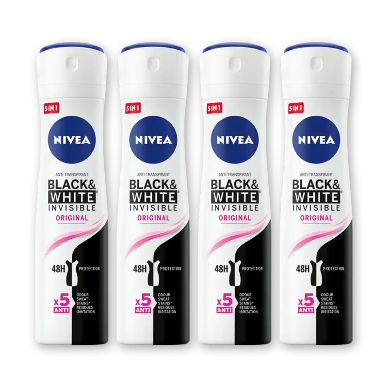 NIVEA Black & white org deodorant spray 4-pack
