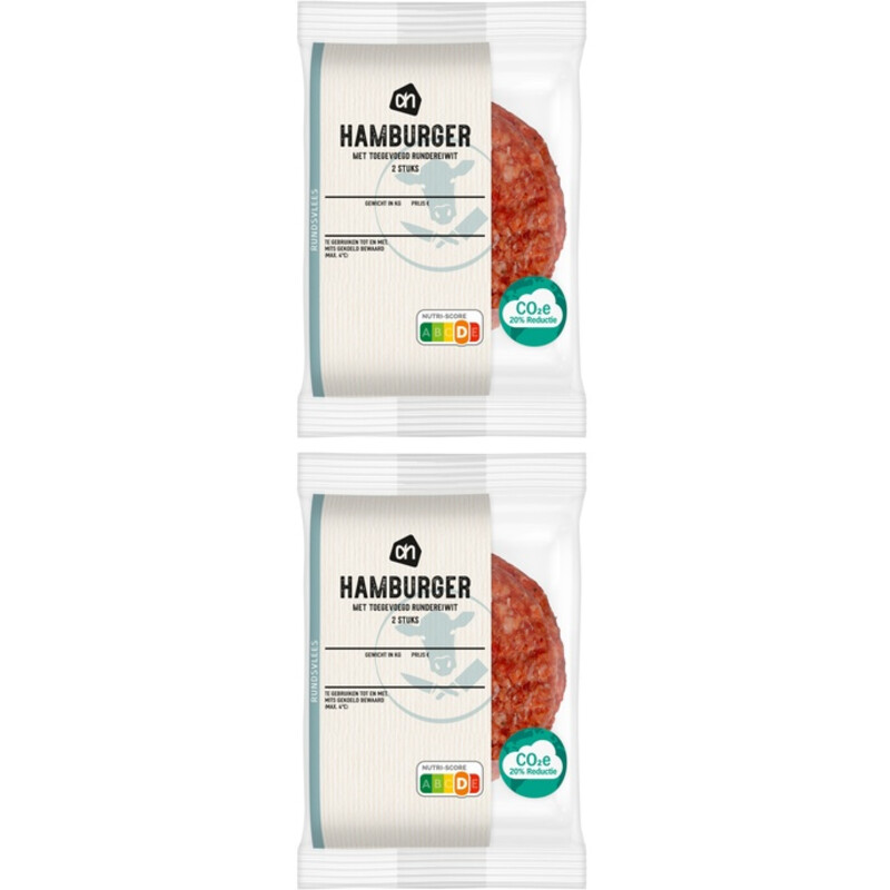 Een afbeelding van AH Runderburger met runder eiwit 2-pack