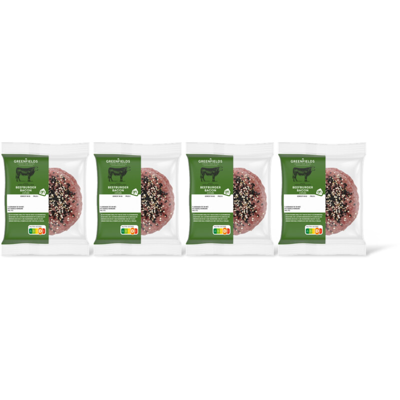 AH Greenfields Beefburger bacon 2 stuks 4-pack