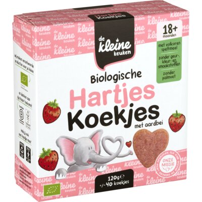 pdp-image-De Kleine Keuken Biologische hartjes koekjes aardbei 18m+