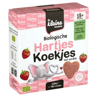 pdp-image-De Kleine Keuken Biologische hartjes koekjes aardbei 18m+