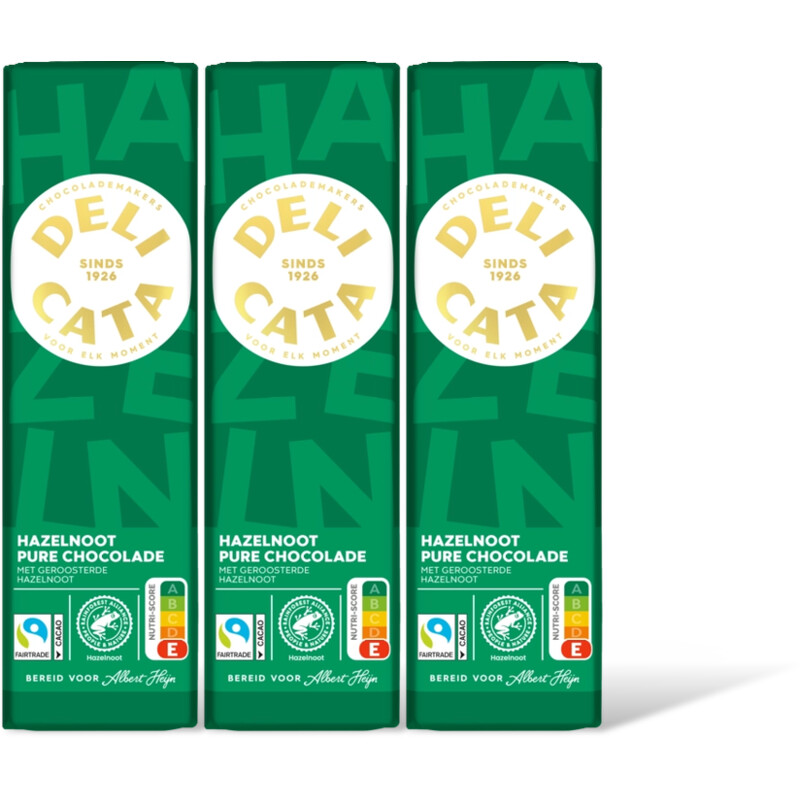 Delicata Reep pure chocolade hazelnoot 3-pk