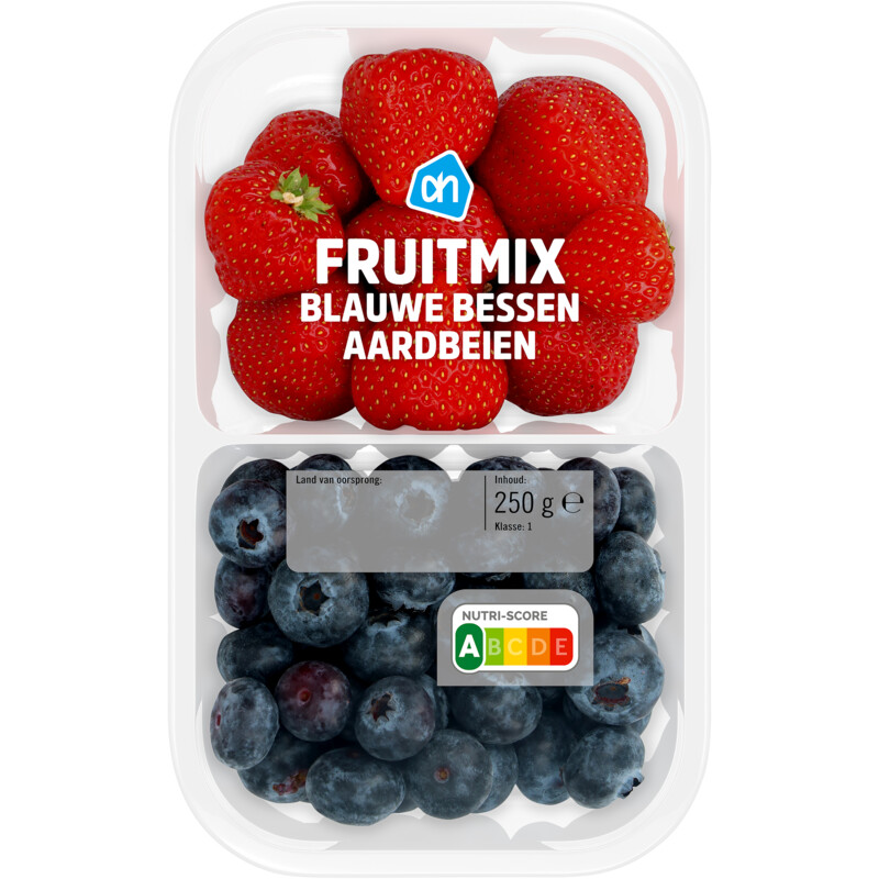 AH Fruitmix blauwe bessen aardbeien 2-vak
