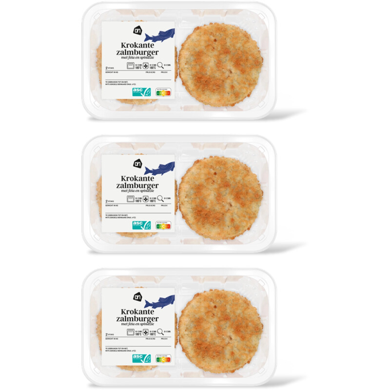 AH Krokante zalmburger feta spinazie 3-pack