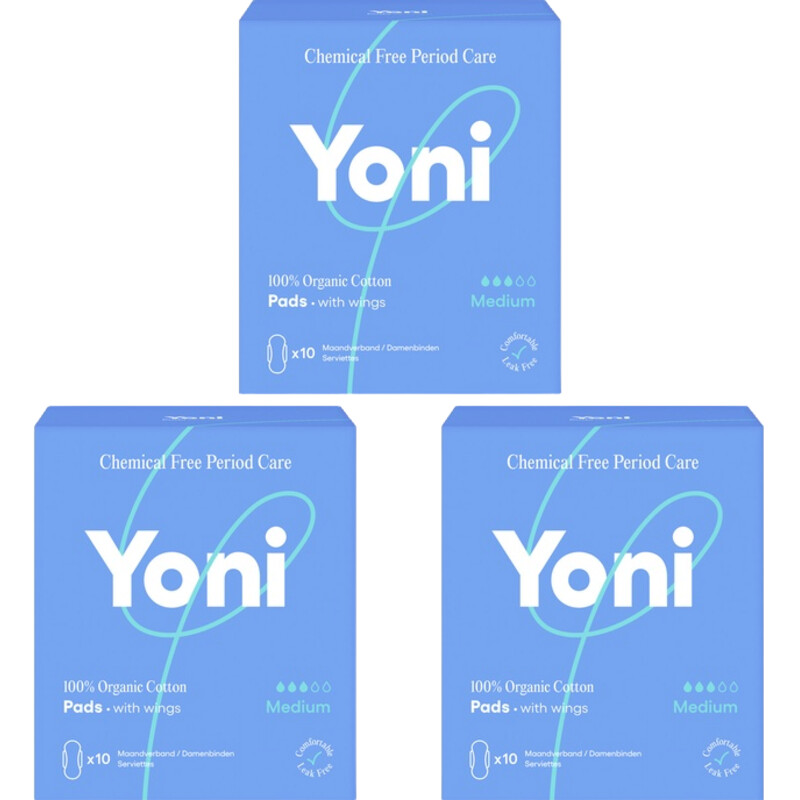 Een afbeelding van Yoni Maandverband Medium bio 3-pack