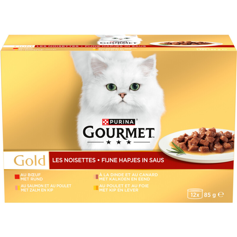 Een afbeelding van Gourmet Gold fijne hapjes met rund kalkoen zalm