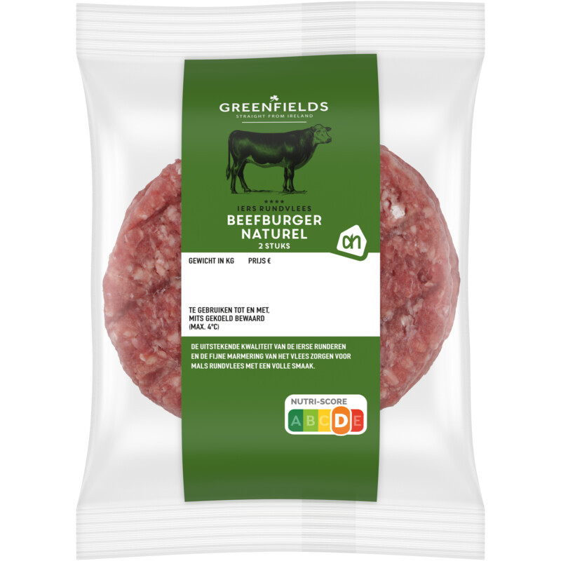 AH Greenfields Beefburger naturel 2 stuks