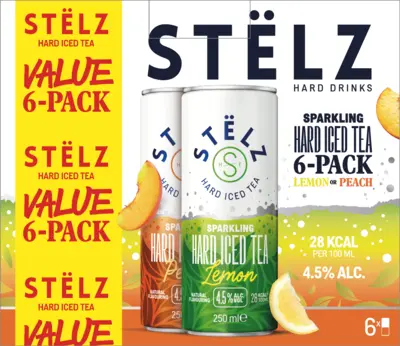 pdp-image-Stëlz Hard tea sparkling lemon peach 6-pack