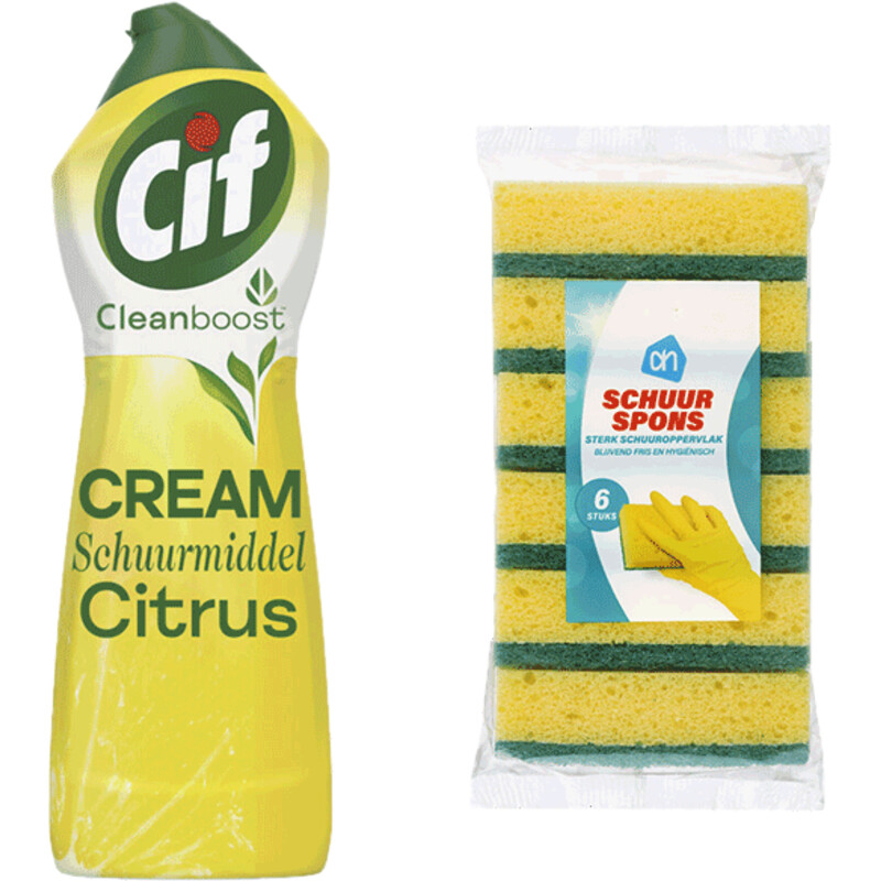 Een afbeelding van Cif Cream Citroen + Gratis Schuurspons