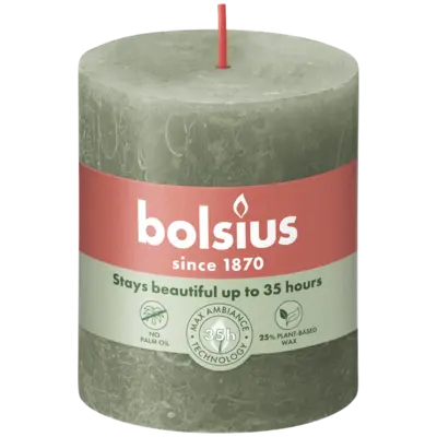 pdp-image-Bolsius Rustieke kaars olijfgroen 8cm