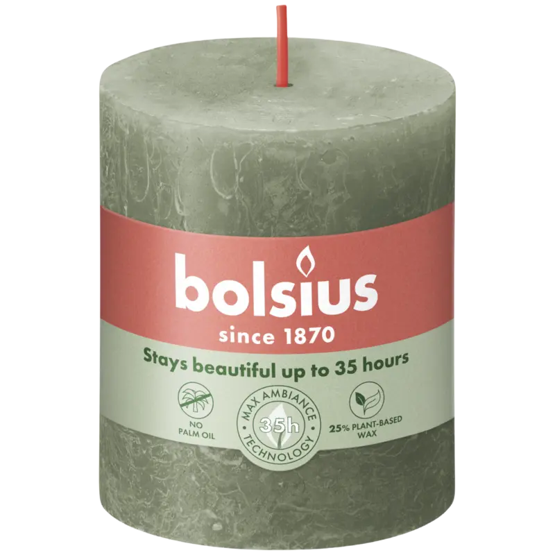 Bolsius Rustieke kaars olijfgroen 8cm