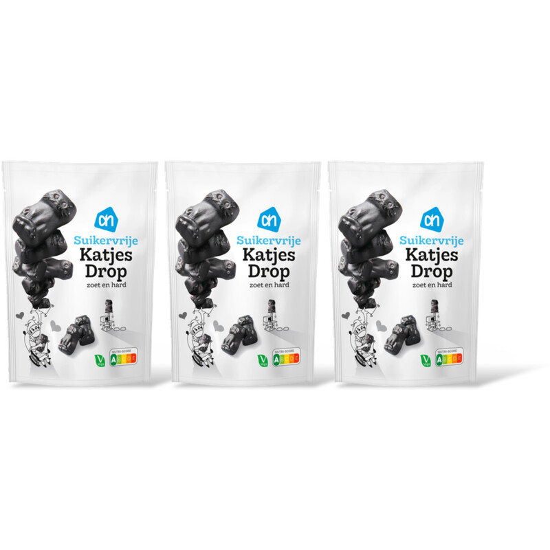 AH Suikervrij katjesdrop 3-pack