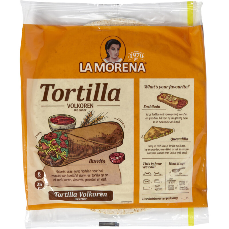 Een afbeelding van La Morena Volkoren tortilla wraps large