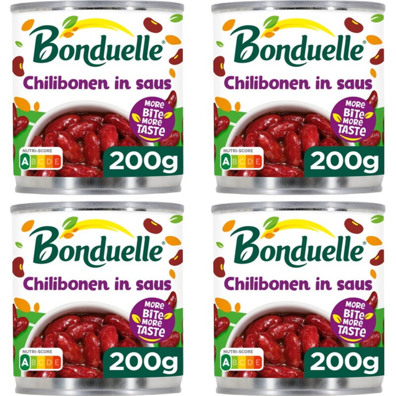 Een afbeelding van Bonduelle Chilibonen in saus 4-pack