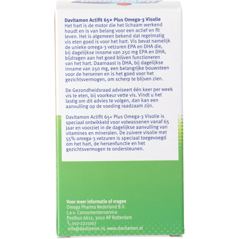 Een afbeelding van Davitamon Actifit 65+ omega-3 visolie capsules