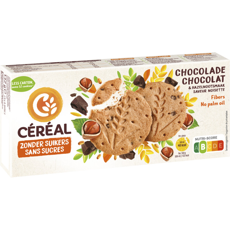 Een afbeelding van Céréal Chocolade hazelnootkoeken zonder suikers